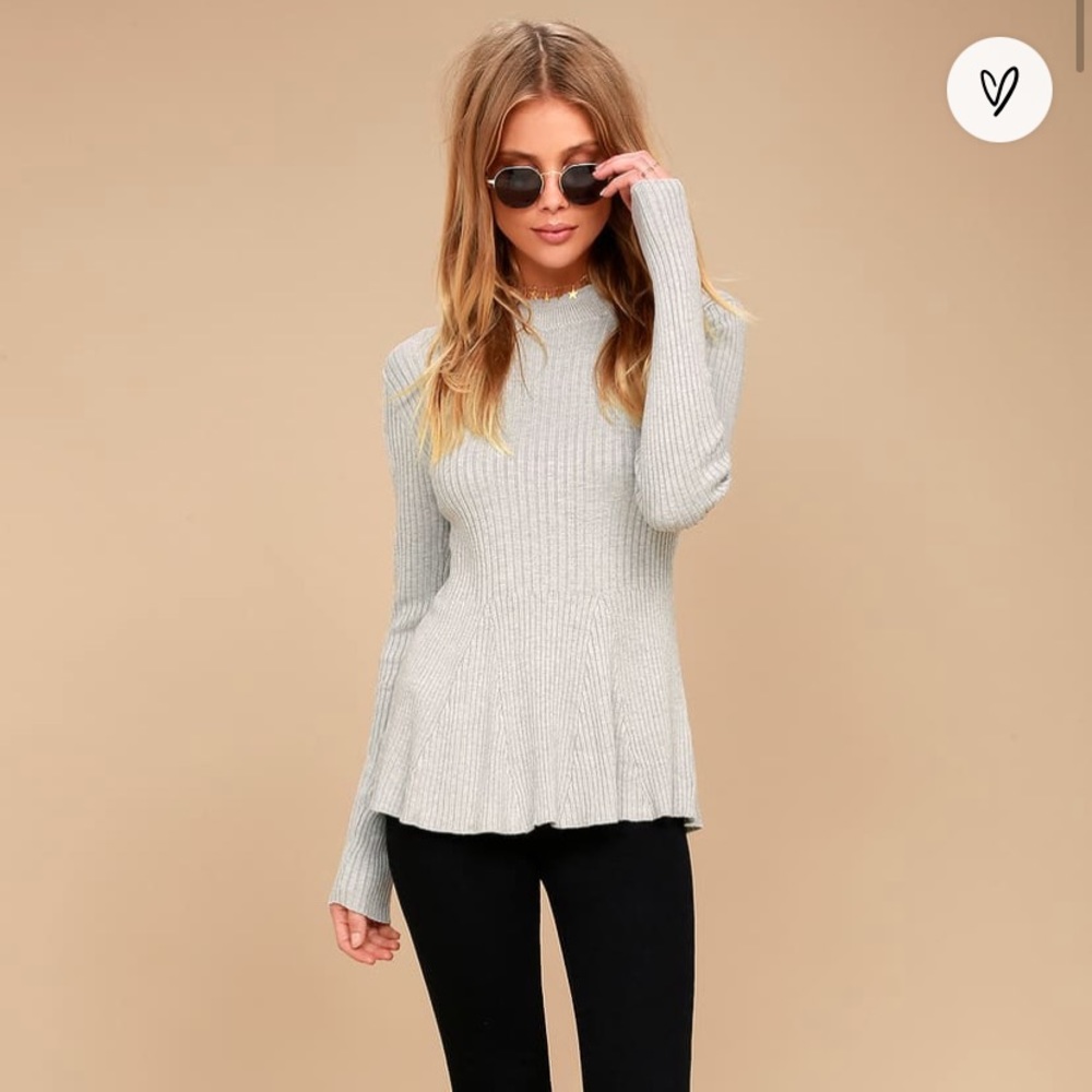 Heather Grey Peplum Sweater Top